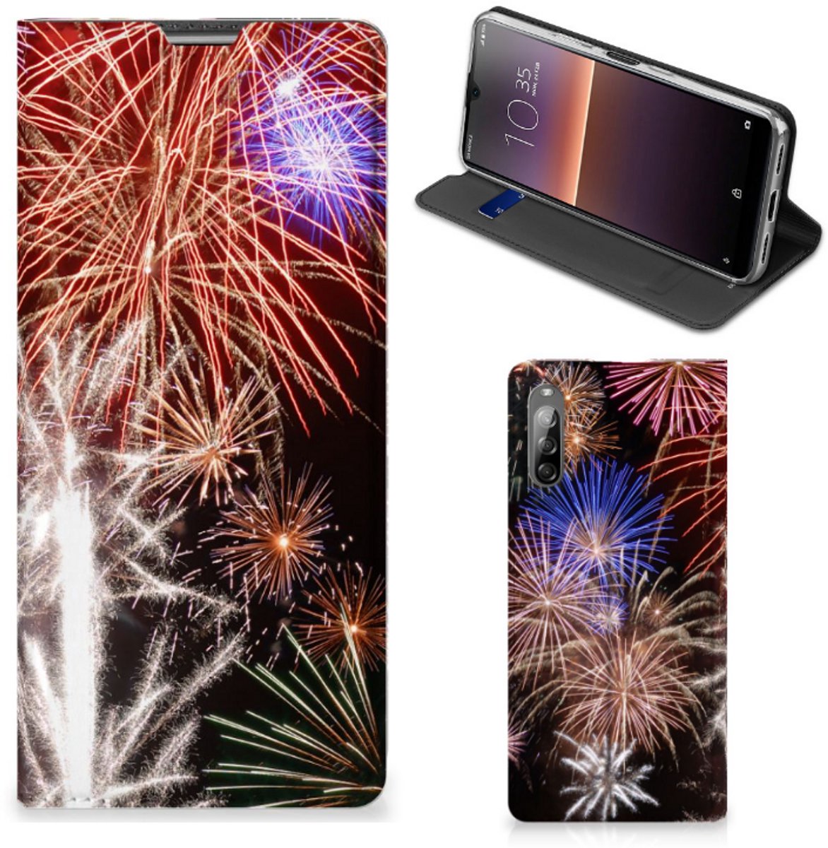 Sony Xperia L4 Hippe Standcase Vuurwerk