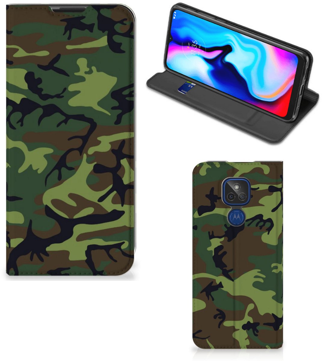 Motorola Moto G9 Play Hoesje met Magneet Army Dark