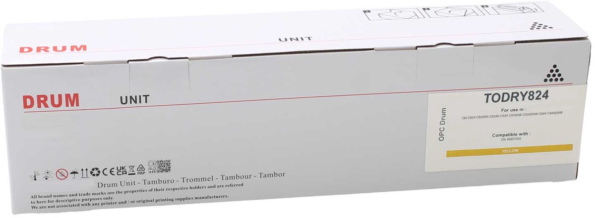 Oki 46857505 - Drum Geel - 30.000 pagina's - Huismerk Compatible - Geschikt voor OKI C 824 OKI C 824DN OKI C 824N OKI C 834 OKI C 834DNW OKI C 834NW OKI C 844 OKI C 844DNW