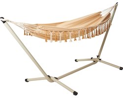 Relaxwonen - Hangmat - Inclusief Frame - Model Dion - Beige/Oker Gestreept