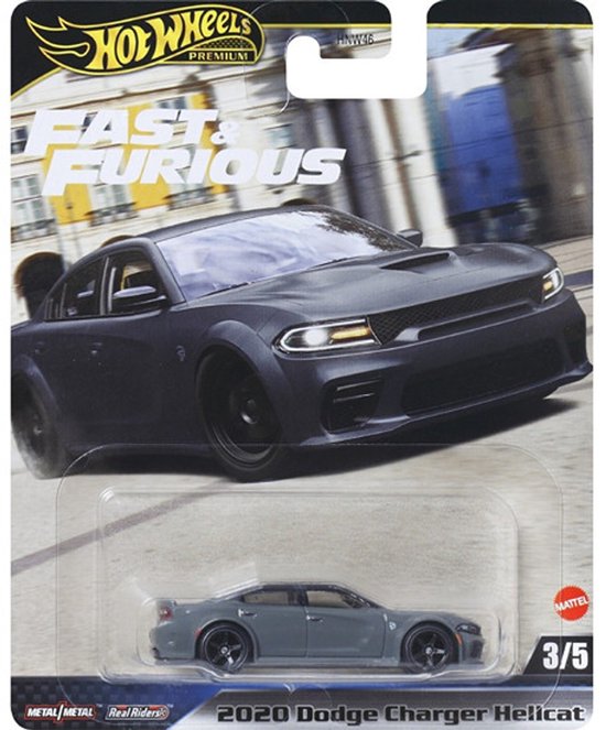 HOT WHEELS PREMIUM FAST & FURIOUS 2020 DODGE CHARGER HELLCAT GREY GLIM 1:64 HW 3/5 METAL USA CAR