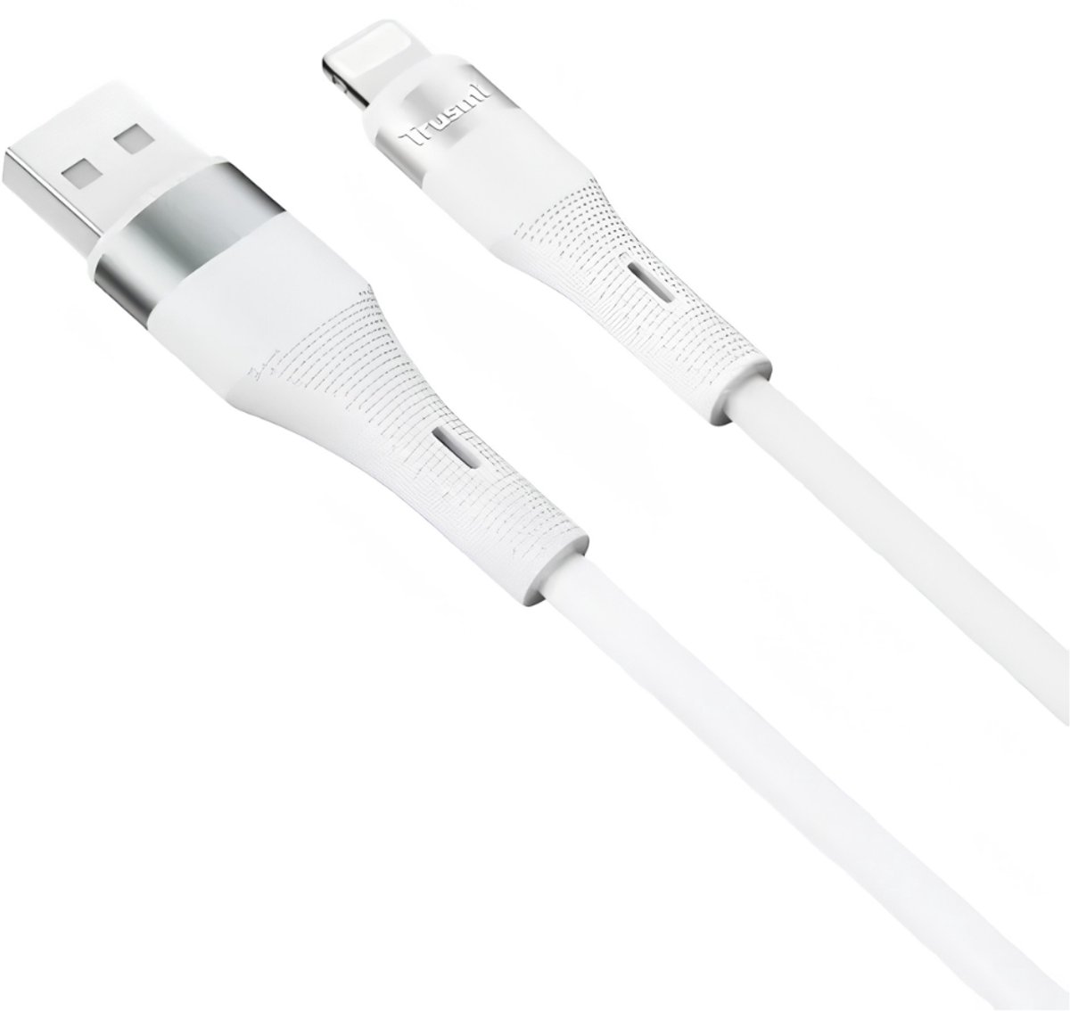 Trusmi | USB-A 2.4 naar Apple lightning | 1 Meter | Siliconen Oplaadkabel | Geschikt voor iPhone & iPad | 15W snel opladen | Transmissie snelheid 480 Mbps | Wit