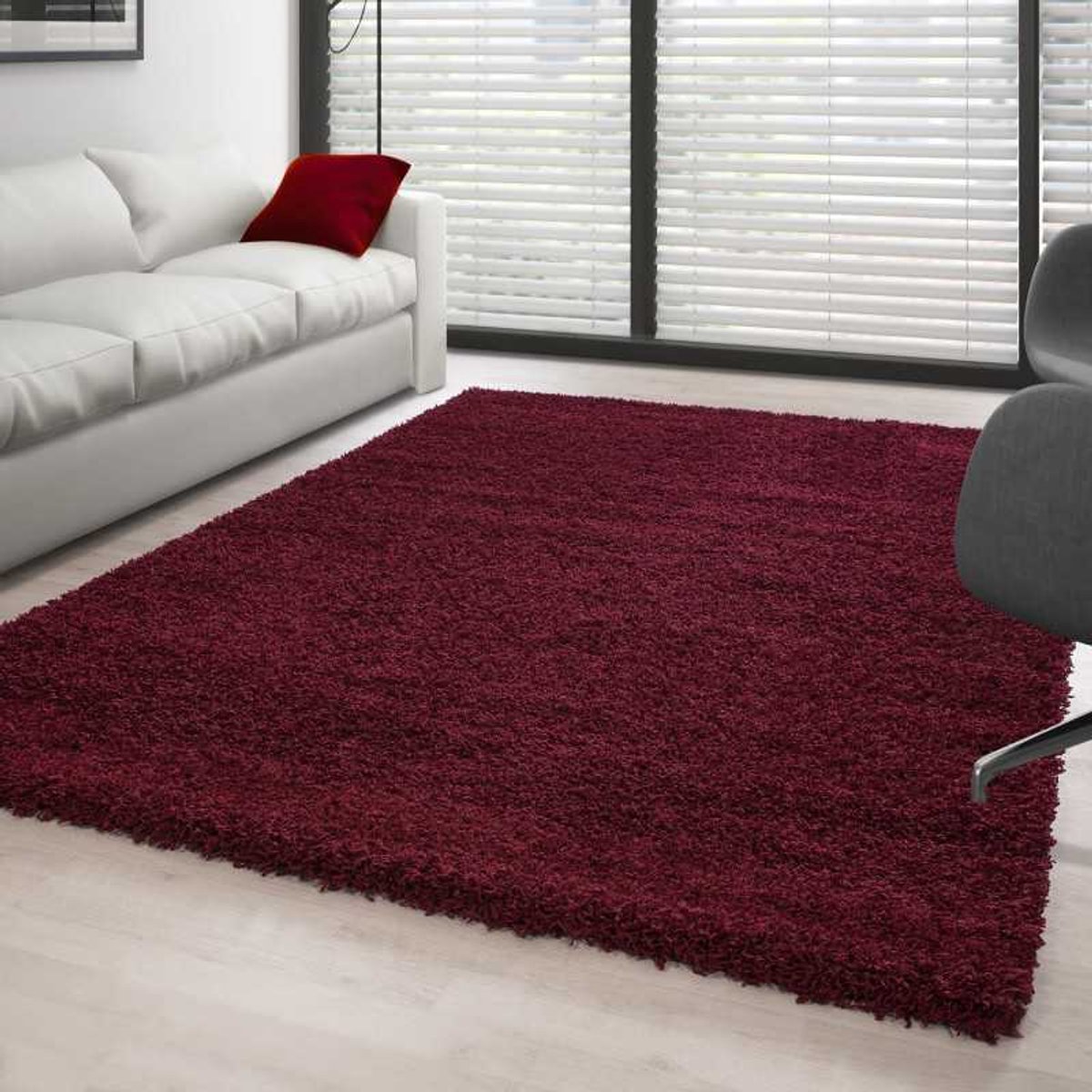 Hoogpolig vloerkleed, effen rood 80x250 cm