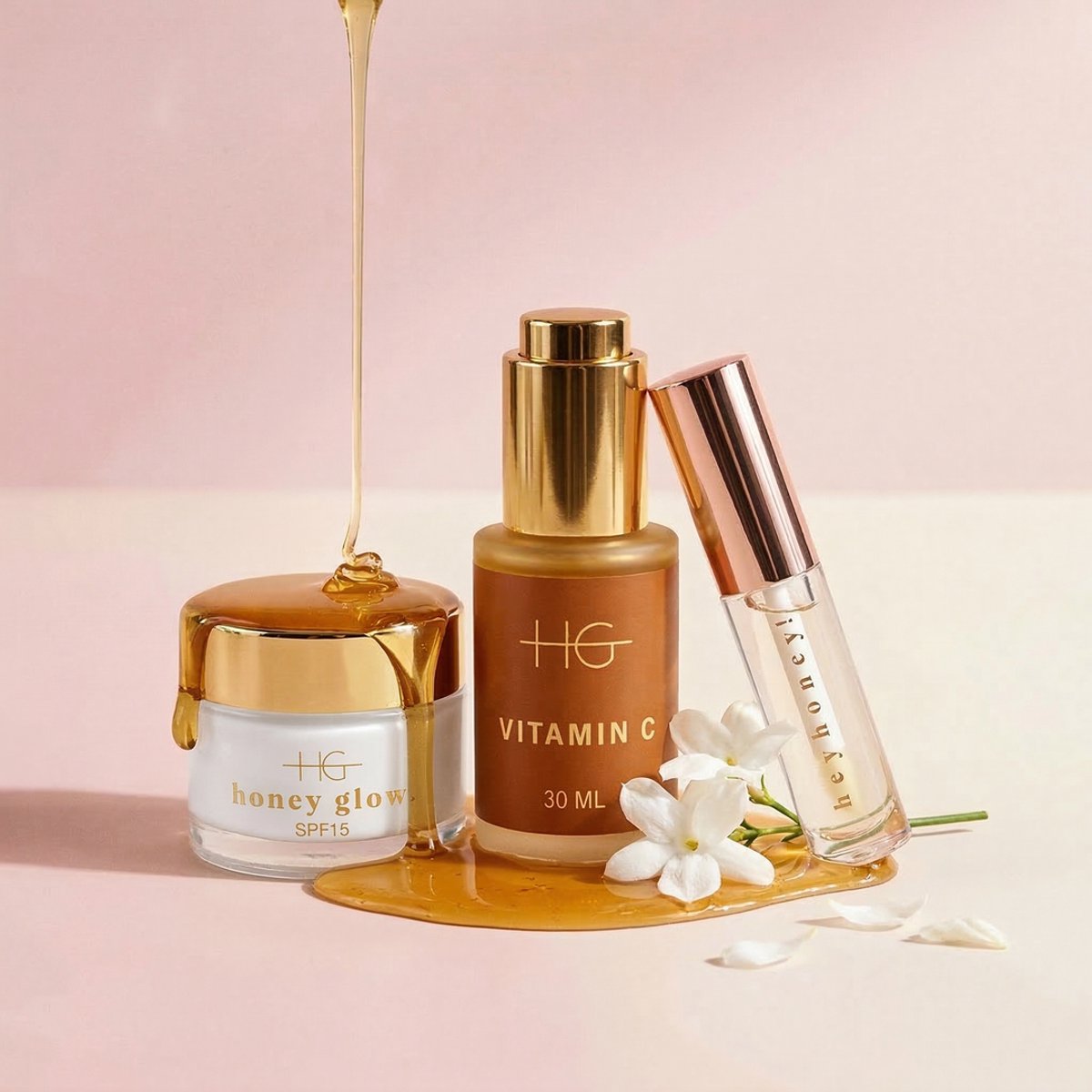 HG Aesthetics Moederdag Skincare Set Gezichtsverzorging – Vitamine C Serum, Moisturizer & Lip Serum – Complete Glow Huid Routine – Verzorgingsset voor Vrouwen – Moederdag Cadeau