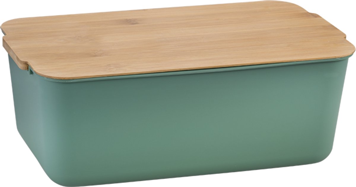 Broodtrommel - groen - 33x19,5x12,5cm - bamboe - broodbox -opbergtrommel