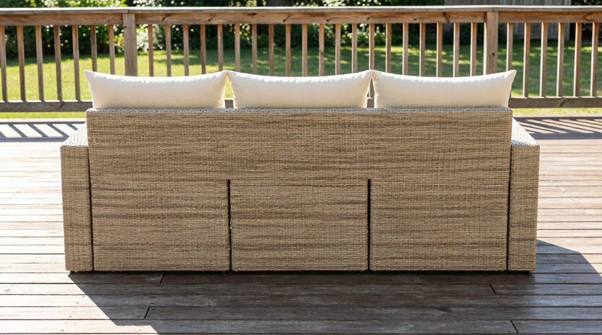 Tuinmeubelset 4-delig met kussens en opbergruimte 65,5 x 62 x 69 cm – Beige/Crème Polyrotan Loungeset voor Tuin, Terras en Balkon – Weerbestendig en Onderhoudsvriendelijk – Inclusief Voetenbank – Urbanhome