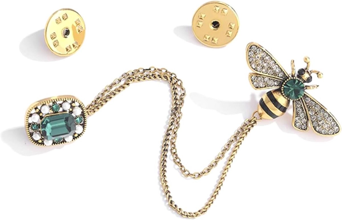 Vintage Bijen Broche met Kristallen - Unieke Speld voor Dames en Heren, Perfecte Accessoire voor Hoed en Stropdas, Cadeau Idee