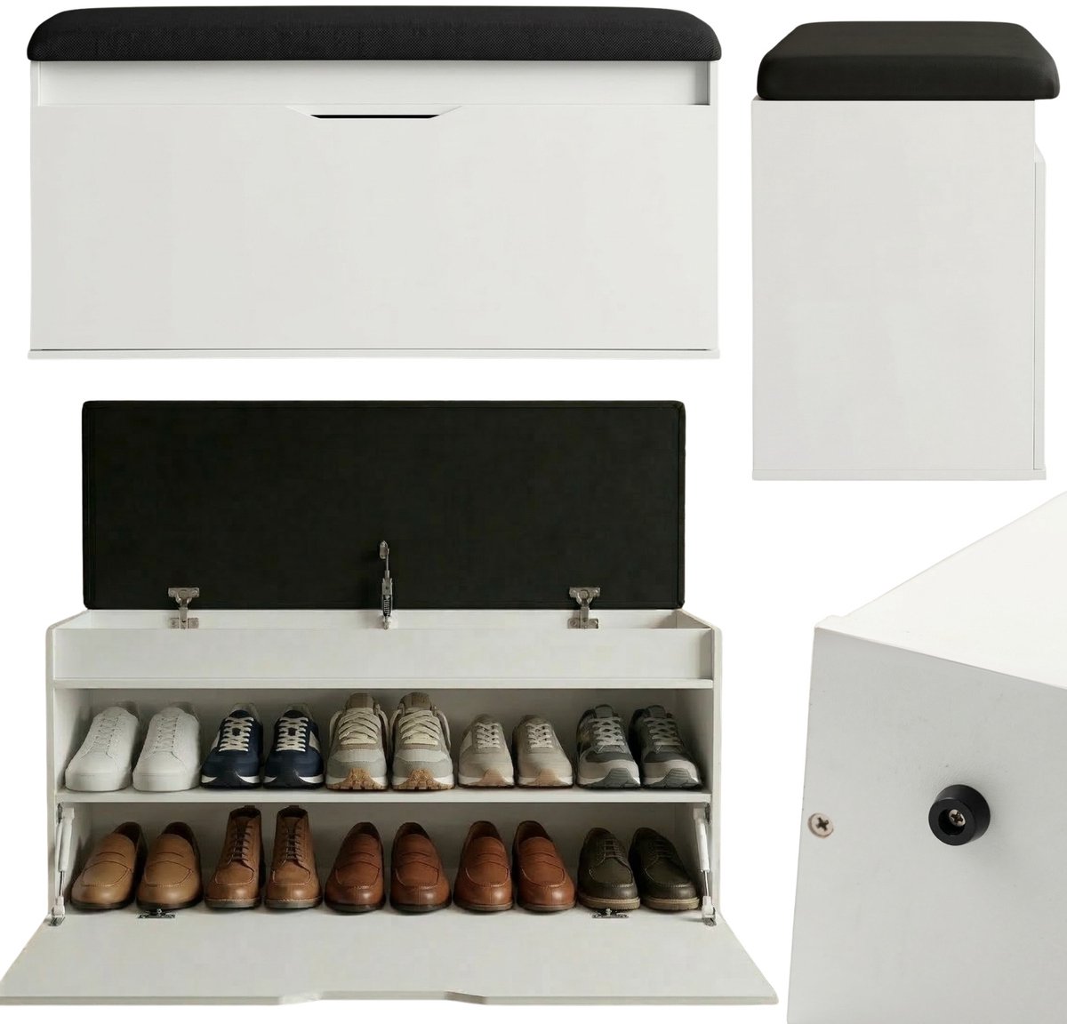 Schoenenkast met zitplaats en opbergruimte TORI, 100 x 50 x 35 cm