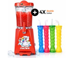 Luxéra® Luxe Slushie Machine Rood – met 4 Slushie Bekers – Slush Machine – Slush Puppy Maker – Slushie Maker – Slush Puppy – Uitlegvideo – 1L Capaciteit