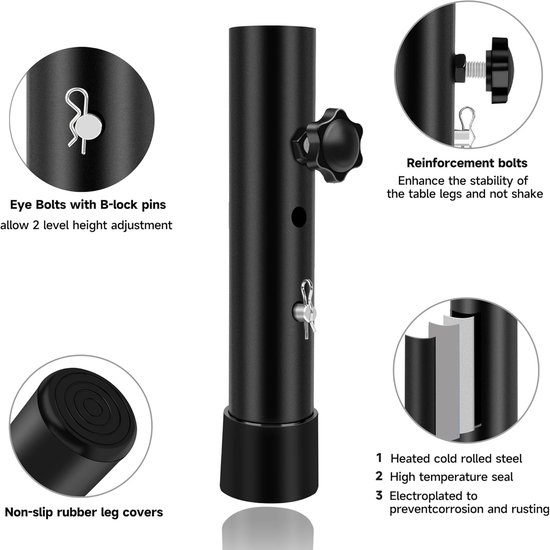 Tafelpoot Verhogers - Meubel Riser - Ergonomisch Werken - Verstevigd Zonder Schudden - 4 stuks - Zwart — afbeelding 4