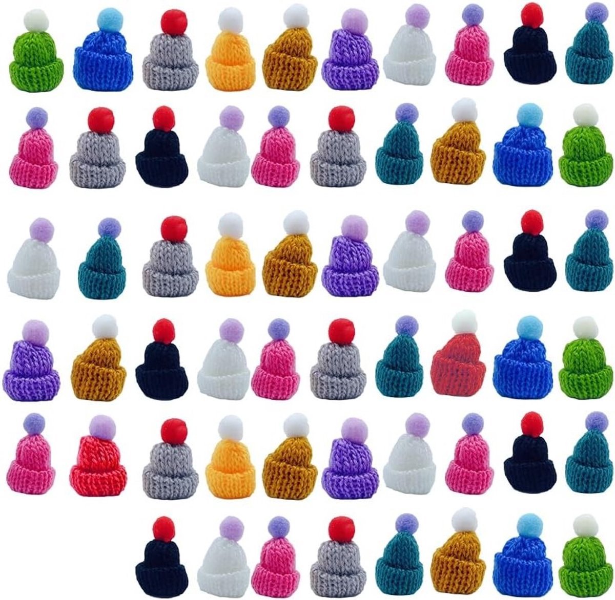 Mini Breihats voor Kerst, 58 Stuks, Schattige Decoratieve Hoedjes voor Poppen en Ambachtelijke Projecten, Diverse Kleuren