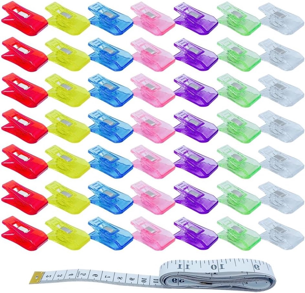 49-delige Set Multifunctionele Naai Clips - Plastic Mini Clips voor Naaiwerk, Quilten, Haken en Creatieve Klussen in 7 Kleuren