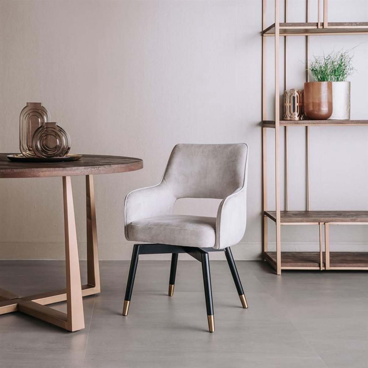 Tower Living Eetkamerstoel Lenno - Beige Stof - 61x61x86cm