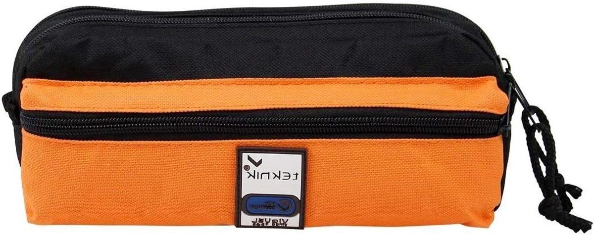 Etui met rits - Pennendoosje Potloodtas - Schoolspullen Organiseren - 4 vakken stevig nylon - Niet gespecificeerd - Oranje