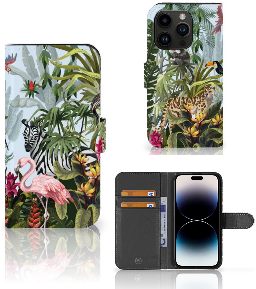 Telefoonhoesje met Pasjes voor iPhone 15 Pro Jungle
