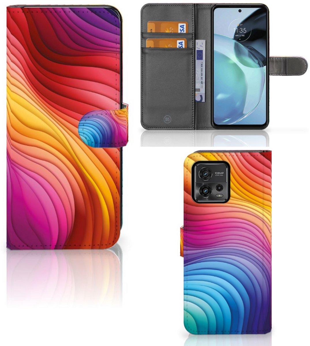Book Case voor Book Case voor Motorola Moto G72 Regenboog
