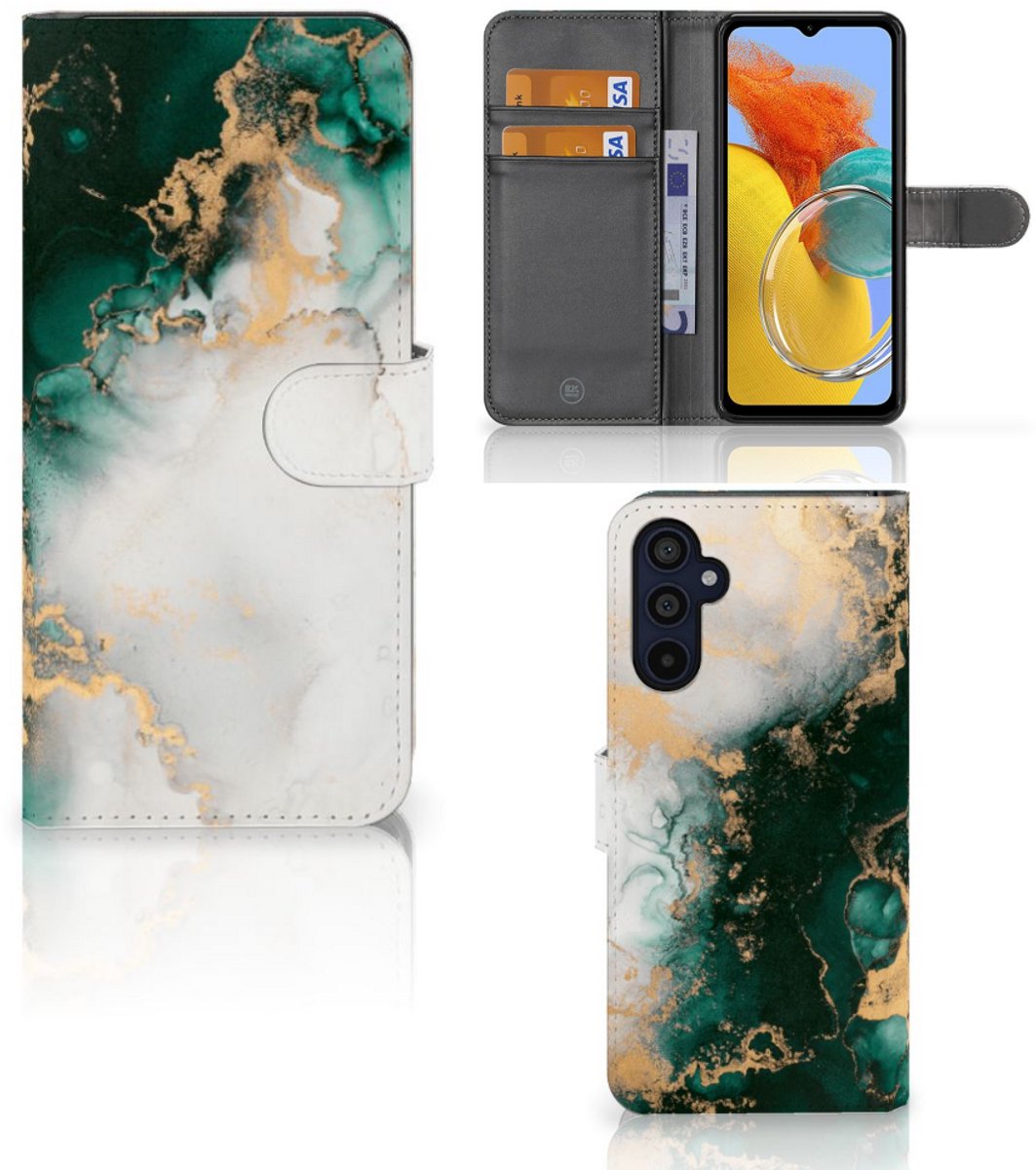 Bookcase voor Samsung Galaxy M14 Marmer Groen