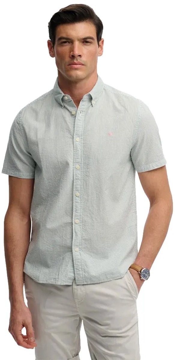 Superdry Classic Seersucker Overhemd Met Korte Mouwen 3XL Man Groen
