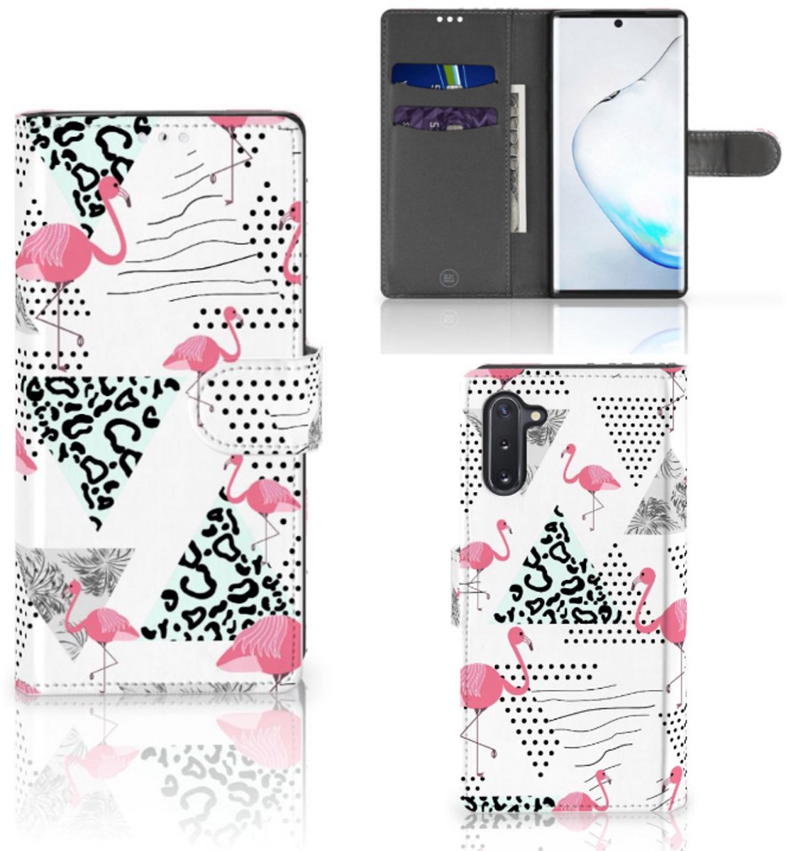 Samsung Galaxy Note 10 Telefoonhoesje met Pasjes Flamingo Triangle