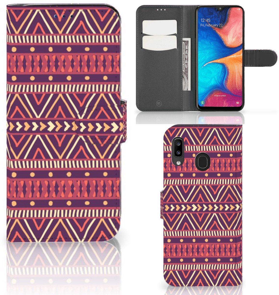 Samsung Galaxy A30 Telefoon Hoesje Aztec Paars