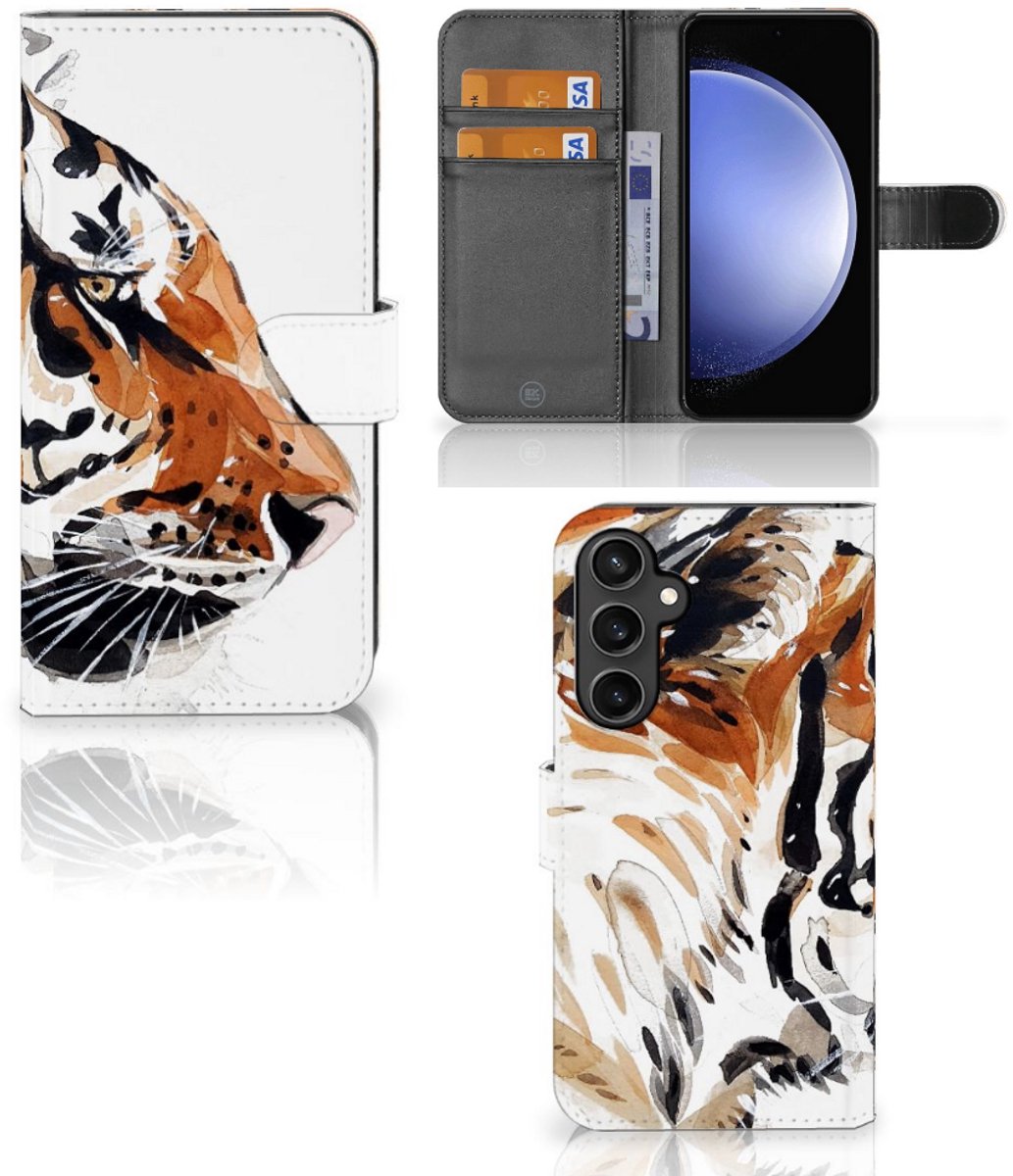 Book Case voor Hoesje Samsung Galaxy S23 FE Watercolor Tiger