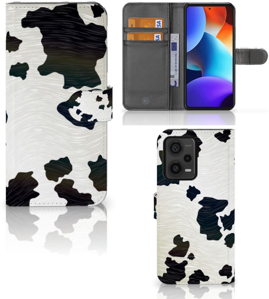 Xiaomi Redmi Note 12 Pro Plus Telefoonhoesje met Pasjes Koeienvlekken