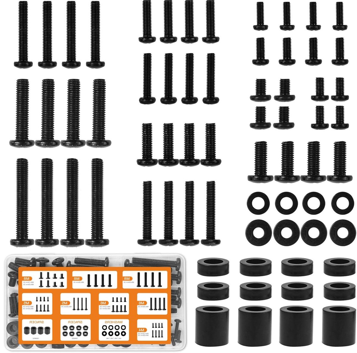 TV Montage Set - Schroeven Kit - TV Ophangen - Universele Compatibiliteit - M4 M5 M6 M8 - Zwart