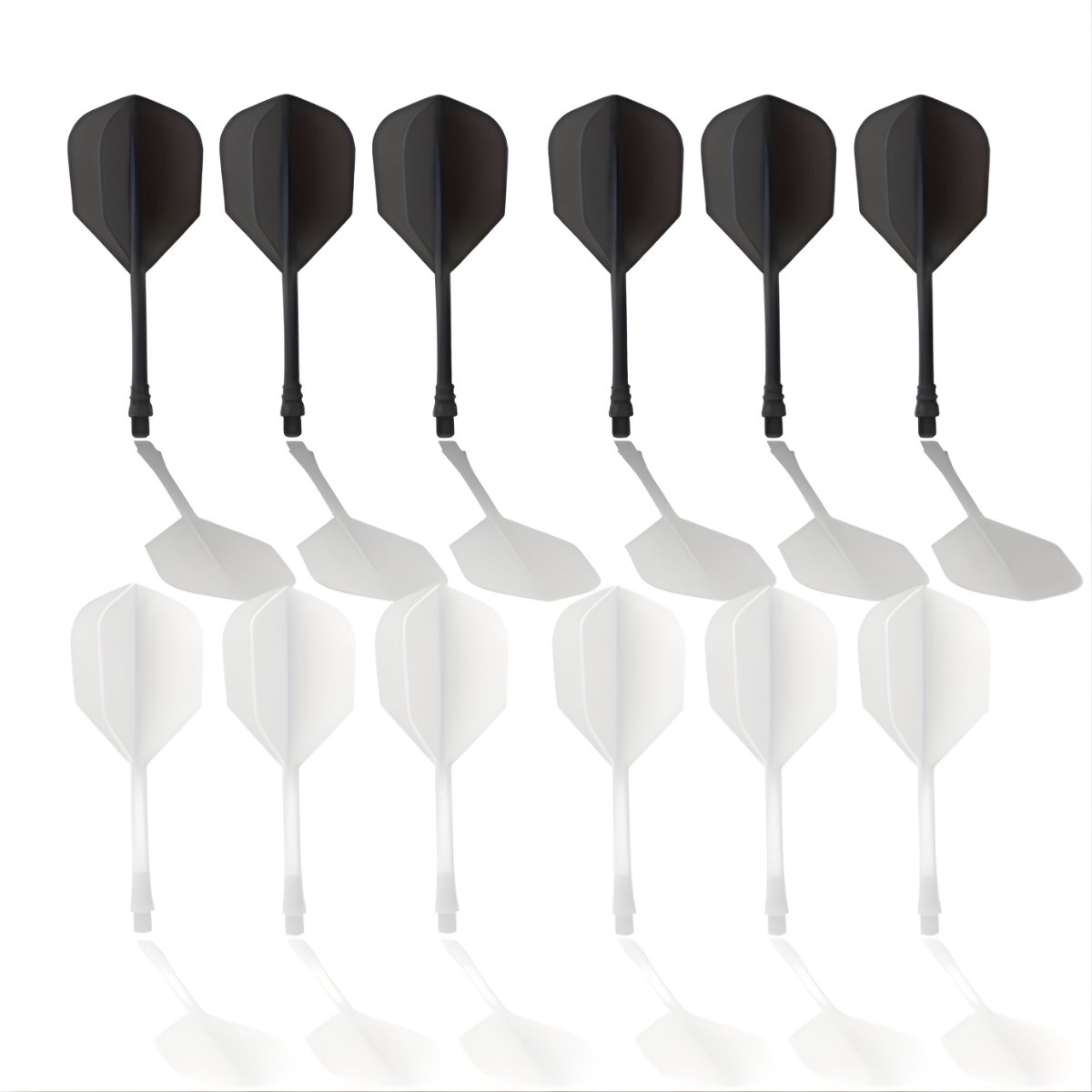 Dart Shafts en Flights Set 12 Stuks - 2BA Geïntegreerde Dart Flights - K Flex Stijl - PC Dart Shafts - Wit & Zwart - Dart Accessoires