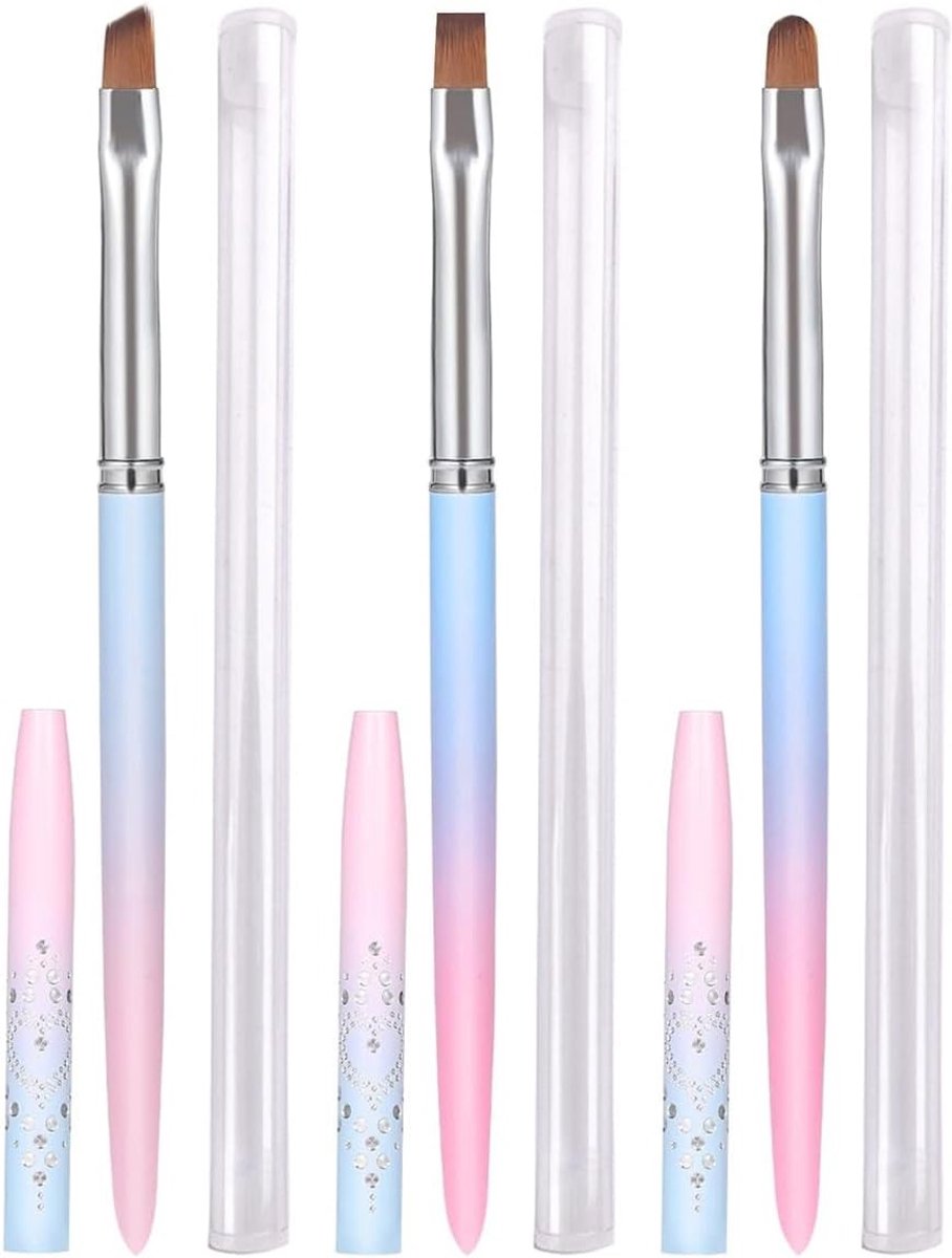 Set van 3 Nagelreinigingsborstels, Essentiële Gereedschappen voor Manicure, Nagellak en Foutcorrectie