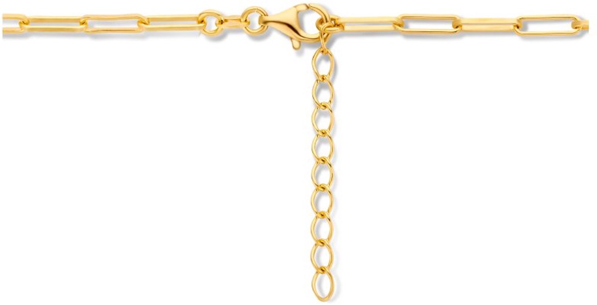 collier paperclip vierkante buis 3,0 mm 41 + 4 cm 3 micron zilver verguld (geel)