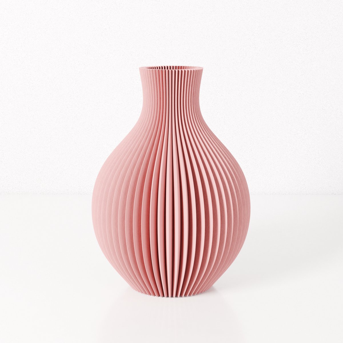 Fleuriek vaas ISABELLA - Roze H44 cm - Grote elegante bolvaas met geribbeld design - Luxe vloervaas als stijlvolle blikvanger