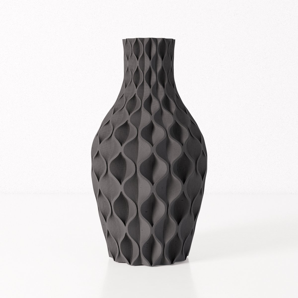 Fleuriek vaas VERA - Zwart H50 cm - Grote designvaas / vloervaas - Luxe blikvanger met reliëfpatroon