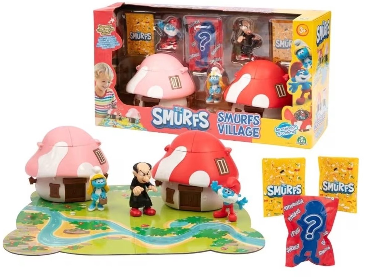Speelset de smurfen - 2 huisjes en 4 figuurtjes - Giochi Preziosi