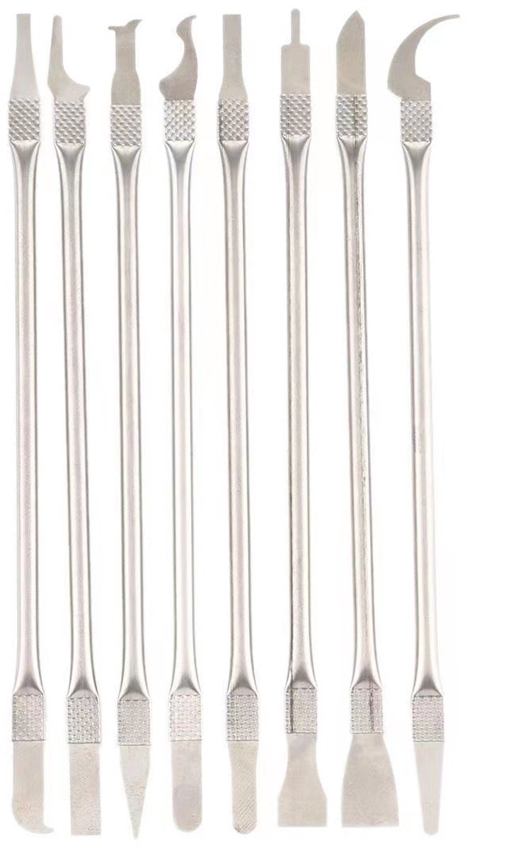 Daity 8-delige reparatieset voor elektronische producten, geschikt voor gebogen schermen, inclusief wrikijzer en demontageset van 304 roestvrij staal (zilver).