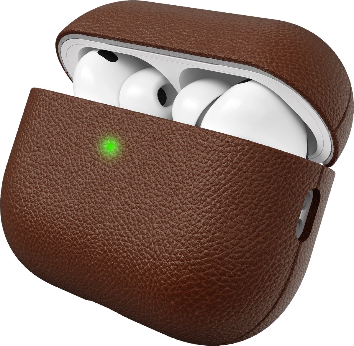 KeyBudz Artisan Lederen Hoesje AirPods Pro 3 – Handgemaakt van Topkwaliteit Italiaans Leer – Robuuste 4-Delige Polycarbonaat Bescherming – Compatibel met Bedrade en Draadloze Oplaadmechanismen - Bruin