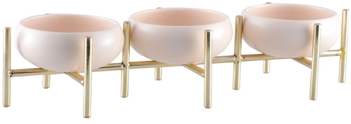 AULICA - Schotel 3 Beige en Golden Aperitif Compartimenten - 35.2x12x7.5cm