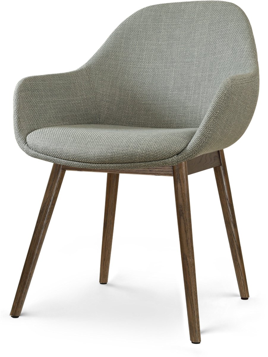 Nolon Nio-Mae Eetkamerstoel saliegroen - walnoot houten onderstel - scandinavisch - comfor