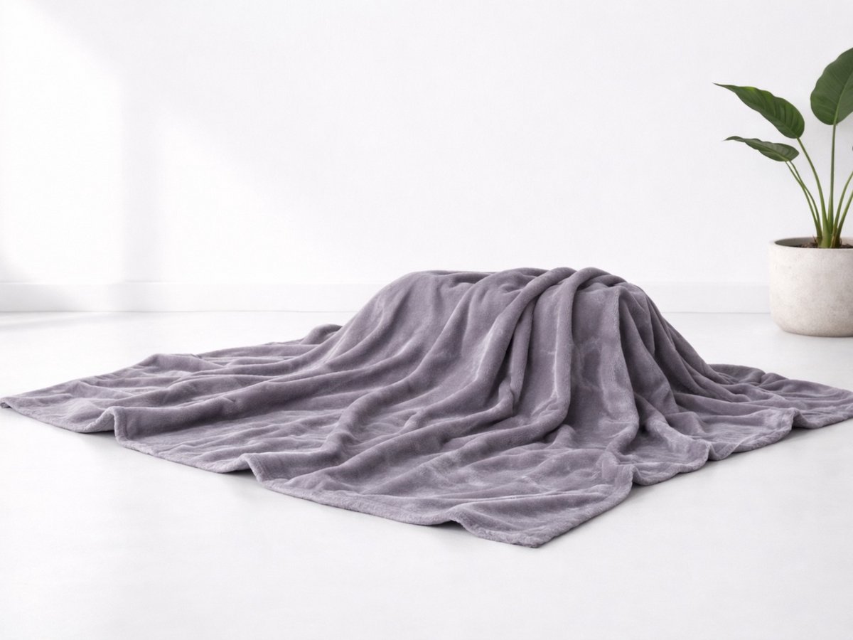 Fleece deken - Velvet plaid - 200x220 cm - 300gsm - Lavendel grijs - Bankdeken - Zachte deken