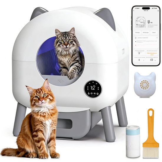Automatische Kattenbak XXL 95L Zelfreinigend Elektrisch met App, Grote Capaciteit voor Meerdere Katten, Stil en Veilig