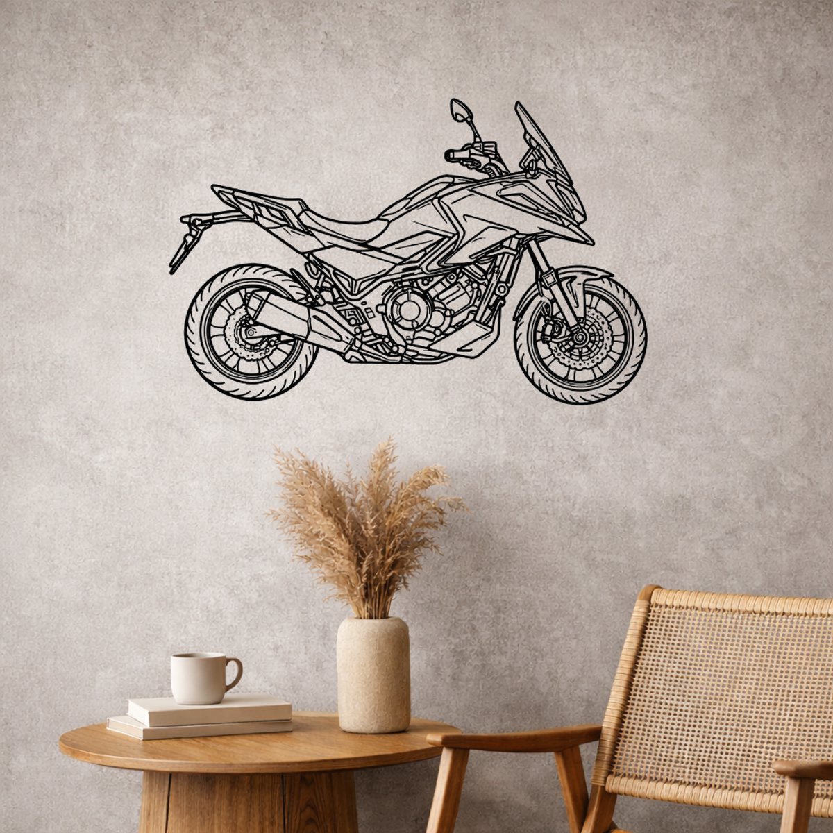 BR2Laser Honda NC750X – Wanddecoratie – Lasergesneden Hout – Motorkunst – 55 cm Breed