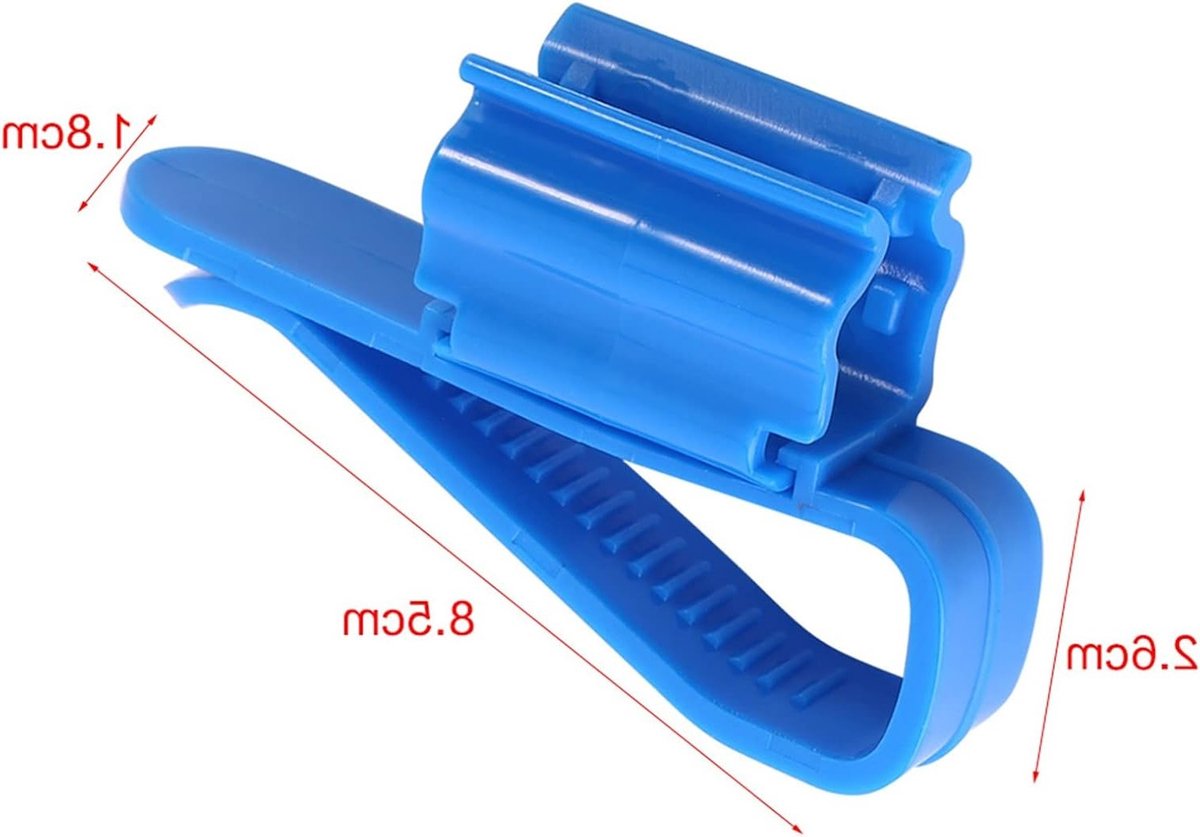 Multifunctionele Plastic Slanghouder voor Aquarium, 2 Stuks, Geschikt voor 8-16mm Slangen, Blauw, 8.5x1.8x2.5cm