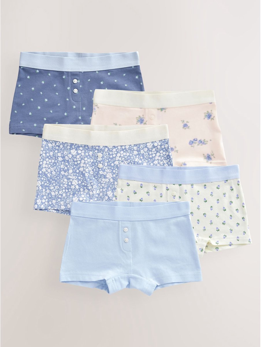 Next - Meisjes - Korte boxershorts verpakking van 5 - Blauw