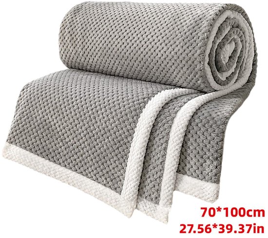 Koeldeken, warmteabsorberende en warmte-isolerende gebreide deken Geschikt voor volwassenen, kinderen en baby's, lichtgrijs (70*100cm)