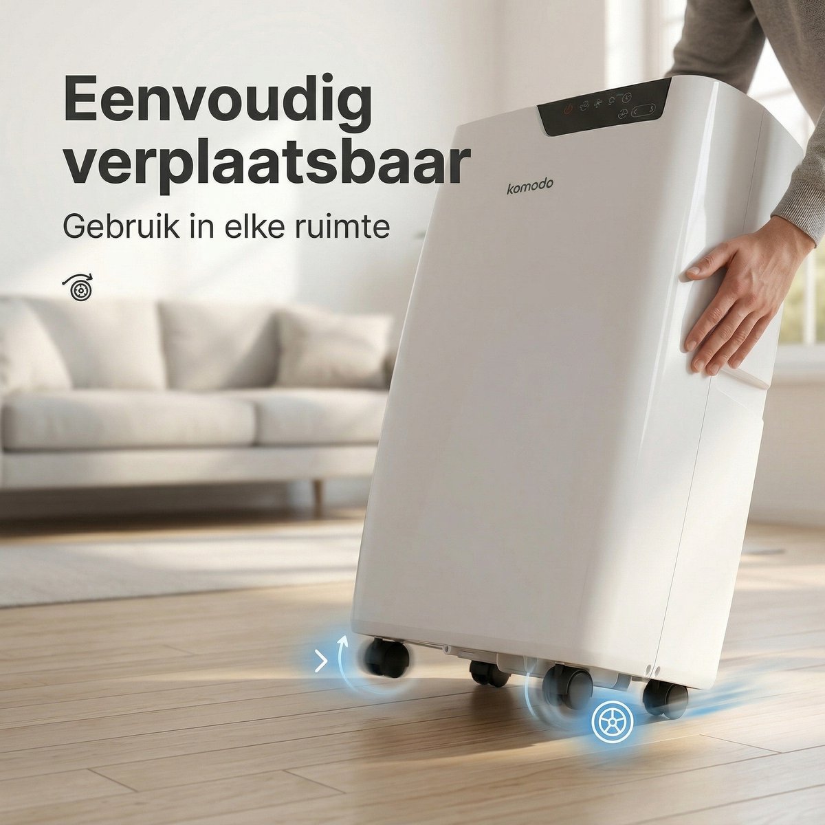 Komodo Frosty+ Mobiele Airco 12000 BTU – 4-in-1 Airconditioner – WiFi App & Afstandsbediening – Airco met Raamafdichtingskit & Afvoerslang – Ontvochtiger & Ventilator — afbeelding 3