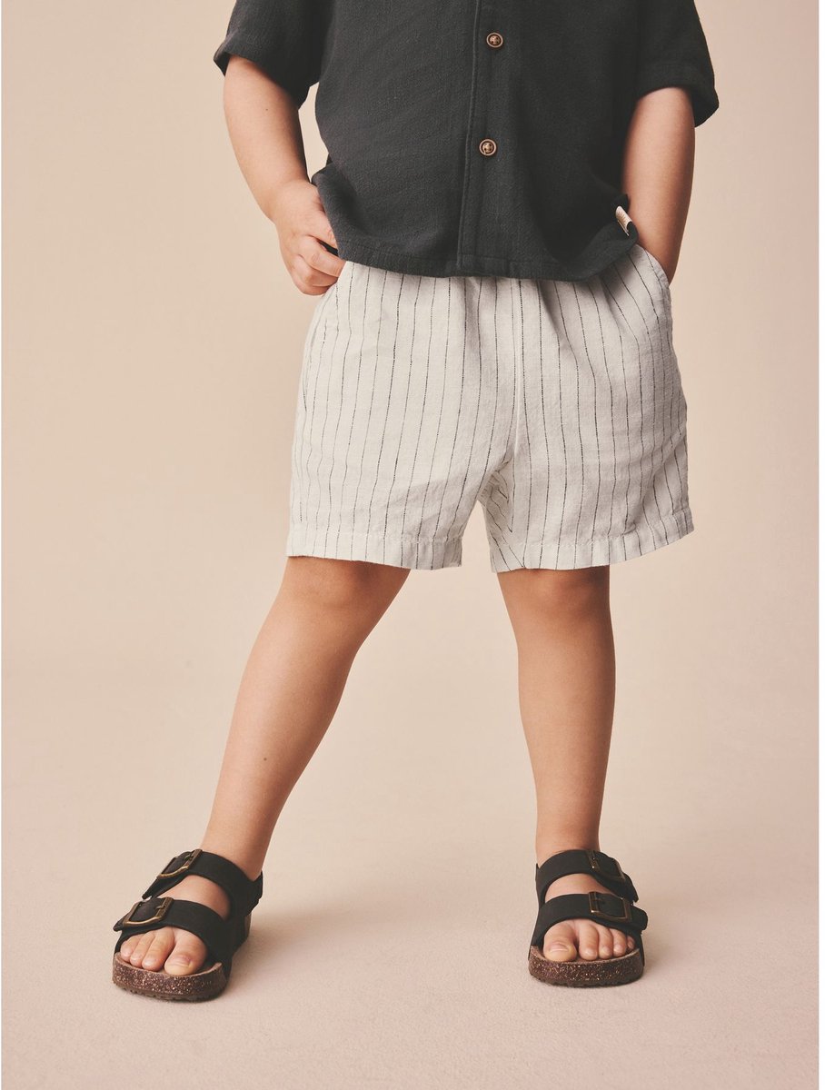 Next - Jongens - Short met elastische taille van linnenmix - Wit