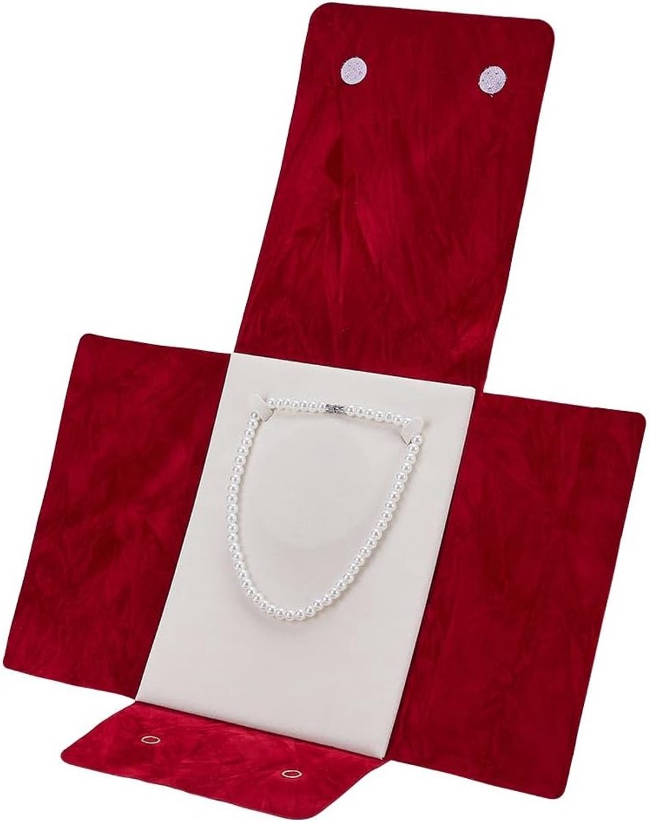Grote Reiskosmetiekoffer van Fluweel in Donkerrood voor Sieraden, Kettingen en Oorbellen - 15.2x20.3cm Met Veilige Sluiting voor Reizen