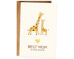 Best Mom In The World - Moederdagkaart - Lieve kaart voor moeder - Wenskaart Fijne Moederdag - Ansichtkaart (10x15 cm incl. envelop)