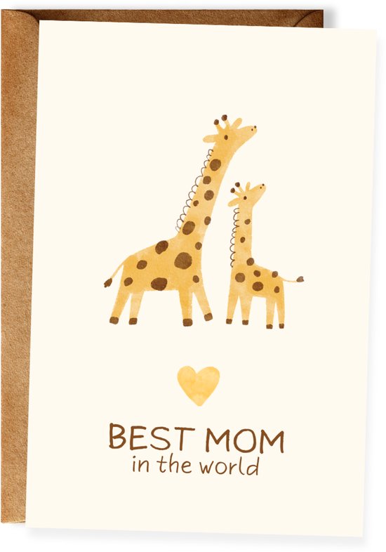 Best Mom In The World - Moederdagkaart - Lieve kaart voor moeder - Wenskaart Fijne Moederdag - Ansichtkaart (10x15 cm incl. envelop)
