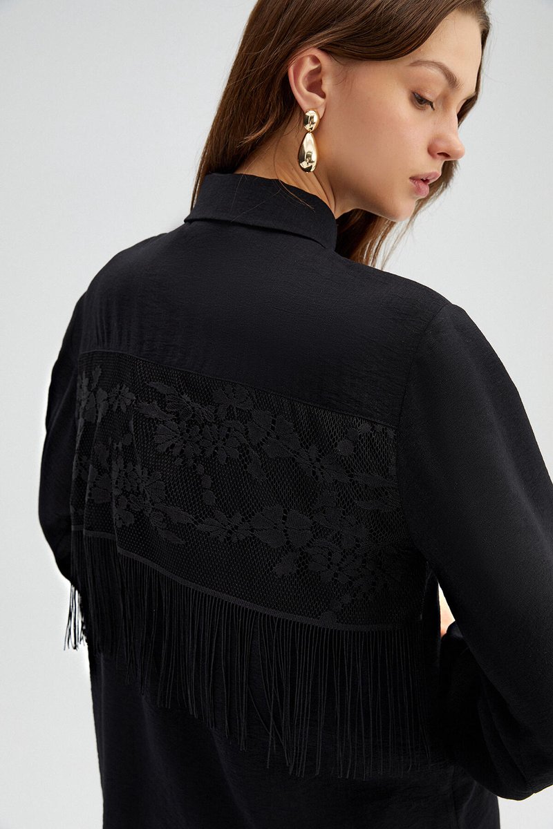 Touché Privé - Blouse met kantdetails - Zwart - Dames
