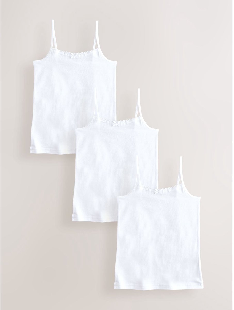 Next - Meisjes - Elastische cami-hemdjes met bandjes - Wit